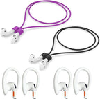 Magnetic Anti-Lost Straps Compatible with AirPods 1st to 4th Generation and AirPods Pro 1st to 4th Generation, with 2 Additional Pairs of Ear Hooks (Black Purple)