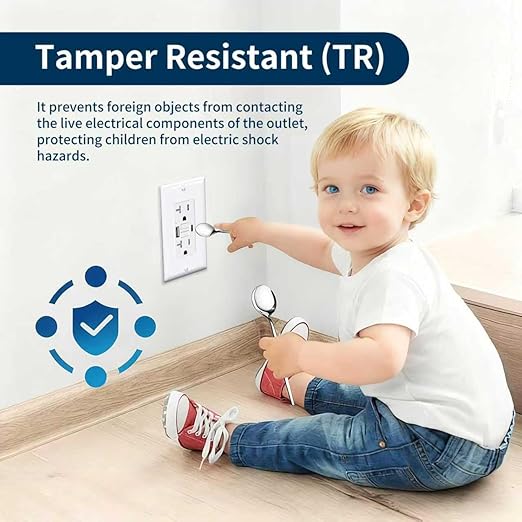 20 Amp GFCI Outlet with USB-A & USB-C Ports, Tamper-Resistant Receptacle, Automatic Self-Test & LED Indicator, in-Wall Installation, Wall Plate Included, ETL Listed, White, 10 Pack