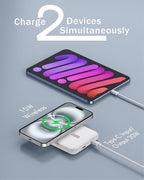 podoru for Magsafe Battery Pack, 5000mAh Magnetic Power Bank with Type-C Cable 20W PD Fast Charging Lighting Input Wireless Portable Charger for iPhone 17/16/15/14/13/12/ All Series-Snow White