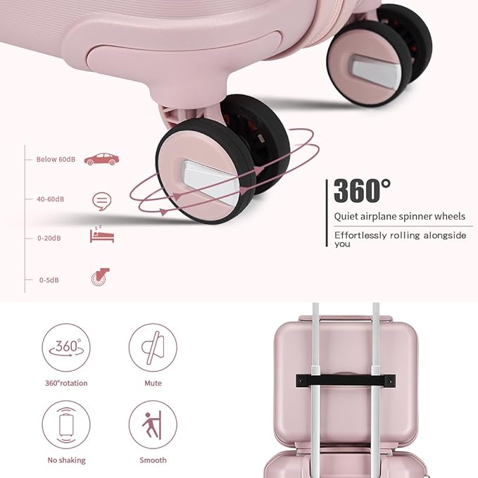 Somago Luggage Sets and Packing Cube Travel Set Lightweight Hardside Polypropylene Suitcases with Double Spinner Wheels and TSA Lock,Nude Pink