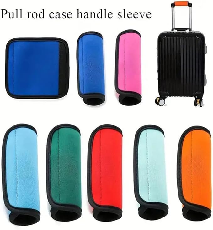 Generic 1Pair Luggage Handle Wrap with Luggage Tag, Suitcase Handle Cover for Easy Identification, Travel Bag Accessory Set,Black