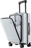 NINETYGO Carry On Luggage 22x14x9 Airline Approved, 20 Inch Suitcase with Front Compartment, Lightweight PC Hard Shell, Cup Holder, Clamshell, TSA Lock, Spinner Wheels (Charcoal Coconut Milk)