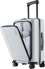 NINETYGO Carry On Luggage 22x14x9 Airline Approved, 20 Inch Suitcase with Front Compartment, Lightweight PC Hard Shell, Cup Holder, Clamshell, TSA Lock, Spinner Wheels (Charcoal Coconut Milk)
