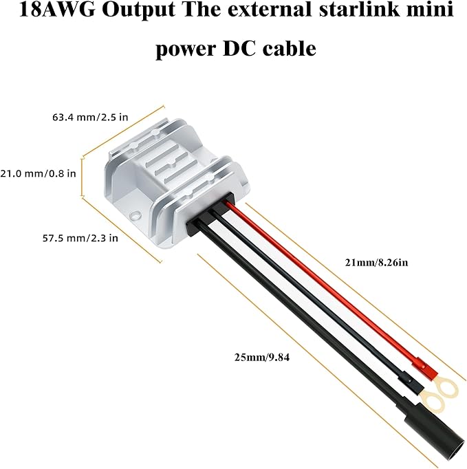 Starlink Mini 12V Adapter-12V/24V to 48V Input Battery Modification Boost Converter |18AWG Waterproof DC Female Plug | Starlink Mini Power Supply Accessories for RV | Starlink Mini Battery | Tugboat