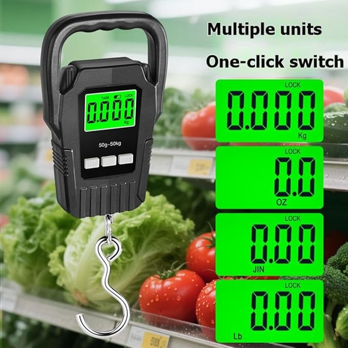 Electronic LCD Digital Hanging Scale 50kg/50g Portable Hook Weighing Balance Luggage Weighting Scale