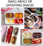 Small Snack Containers for Kids Toddlers - 3 Compartments (Set of 3) - Leak-Proof Reusable Boxes with Lids -BPA-Free Plastic Mini Bento Lunch Box - Ideal for School, Holds 2 Cups (Pink+ Purple+ Coral)