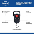 American Weigh Scales PK-110 Digital Hanging Scale – 110lb x 0.1lb Capacity, Red Backlit LCD Display, Portable Electronic Luggage & Fishing Scale (Black)