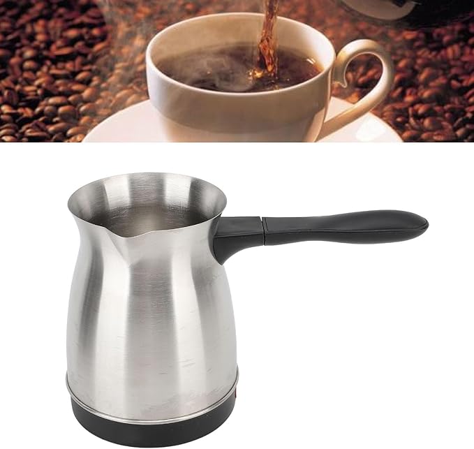600ML Electric Coffee Maker, 6 Cup Stainless Steel Coffee Pot, portable Anti Slip Coffee Maker Kettle for Brewing Coffee, Milk, Tea