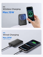 for Magsafe Portable Charger, 10000mAh 15W Wireless Magnetic Power Bank, 20W PD Fast Charging Magsafe Battery Pack with USB-C Cable, Wireless Portable Charger for iPhone 17/16/15/14/13/12 Series