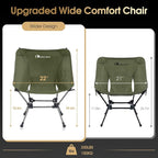 MOON LENCE Portable Camping Chair Plus, Larger & Roomier, Compact and Lightweight Still, Folding Chair for Backpacking & Hiking, 330Lbs Capacity (Moss Green-2pack)