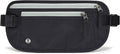 FuninCrea Waterproof Hidden Money Belt for Travel, Anti-Theft Belt Bag with RFID Blocking Function Adjustable Slim Waist Bag with 2 Zipper Pockets & 1 Back Pocket for Travel Running (B, Black & Grey)