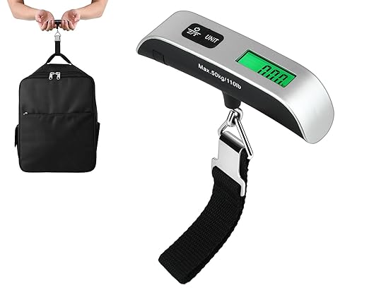 Luggage Weight Scale Portable Digital Suitcase Scale for Travel Handheld Scale with Temperature Sensor, 110 lb/50 kg, Battery Included