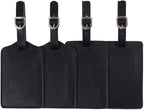 Vigorport Luggage Tags, Leather Personalized Suitcase Tag Set Luggage id Tags Labels Travel Accessories-Set of 4