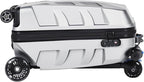 Scooter Suitcase for Kids & Adults，3-D Hardshell Ride On Scooter Luggage with Led Light Up Wheels，TSA Lock，Lightweight Foldable Carry On Rideable Suitcase for Children Teenagers (Silver, 21-inch)