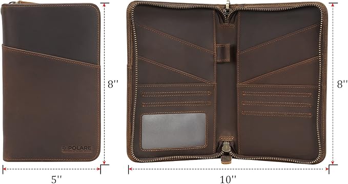 Polare Full Grain Leather Passport Holder Cover Case for Men and Women RFID Blocking Family Travel Wallet Holds 6 Passports