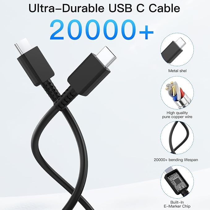 Super Fast Charger USB C,2Pack 3FT Phone USBC Cables with Type C Charger Fast Charging Blocks Compatible with Samsung Galaxy S25/S25 Ultra/S24 Ultra/S24/S23/S22/S21/iphone 17/16/15