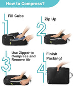 Gonex 10 Set Compression Packing Cubes, Expandable Storage Travel Bags for Suitcase, Luggage Organizers with Hanging Toiletry Bag Laundry Bag Shoe Bag Accessories Bag (Black)