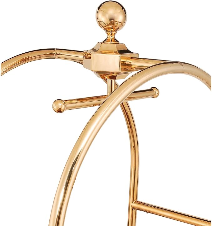 Global Industrial Gold Stainless Steel Bellman Cart Curved Uprights 6" Rubber Casters, 41-1/4"L x 24" W x 73" H, Hotel Luggage Cart for Commercial Use, Condos, Resorts