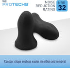Flents Protechs Contoured for Comfort Foam Ear Plugs, Soft & Comfortable Hearing Protection for Work, Construction, Heavy Machinery, Studying, Travel & Sleep, NRR 32, Easy to Use, Black, 10 Pairs