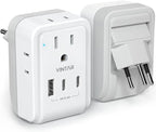 1 Pack Brazil Power Adapter, VINTAR Foldable US to Brazil Travel Adaptor with 4 American Outlets 3 USB Ports(2 USB C), 7 in 1 Type N Plug Adapter for USA to Brazilian Brazil