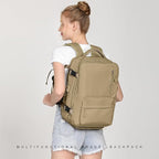 WONHOX Travel Backpack Women, Carry On Backpack for Men, Hiking Laptop Backpack Waterproof Outdoor Sports Rucksack Casual Daypack, Khaki