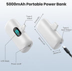 Mini Portable Charger USB C Power Bank,Upgraded 5000mAh PD Fast Charging Battery Pack Built-in USB-C Connector Travel Essential for iPhone17/17Pro/17Pro Max/Air/16 Plus/16Pro Max/15 Series,Android etc