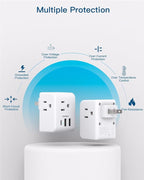2 Pack US to Japan Plug Adapter, 2 Prong to 3 Prong Outlet Adapter with 3 AC Outlets 3 USB Ports(1 USB C), Type A Travel Power Converter Plug Adaptor for USA to Japanese Canada Mexico Philippines Peru