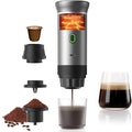 Portable Coffee Maker Espresso Machine, Travel Coffee Maker Self-Heating with USB-C Small Tea Cup, Compatible with Ground Coffee & NS Capsule for RV,Car, Hiking, Camping Office (Green)