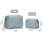 Narwey Cute Makeup Bag Travel Cosmetic Bag Organizer Toiletry Bag Make Up Bags with Compartments for Women Girls (Large, Greyish Blue)