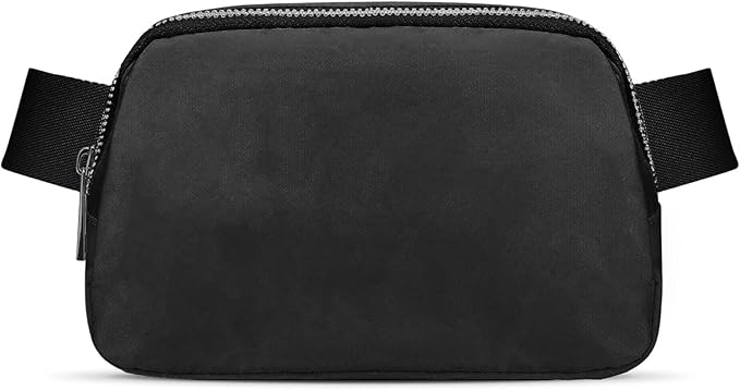 JSJ Mini Black Fanny Pack for Women & Men,Valentines Day Gifts for Girls Teens Kids Daughter Sister Her,Trendy Stuff Crossbody Bags Cute Everywhere Belt Bags.(Black)