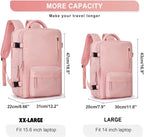 WONHOX Large Travel Backpack Women, Carry On Backpack,Hiking Backpack Waterproof Outdoor Sports Rucksack Casual Daypack with USB Charging Port Shoes Compartment,Pink…