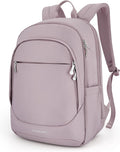 LIGHT FLIGHT Travel Laptop Backpack Women, 15.6 Inch Laptop Backpack with USB Charging Hole, Water Resistant College Bookbag, Black Computer Backpacks for Work, Grayish Pink…