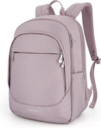LIGHT FLIGHT Travel Laptop Backpack Women, 15.6 Inch Laptop Backpack with USB Charging Hole, Water Resistant College Bookbag, Black Computer Backpacks for Work, Grayish Pink…
