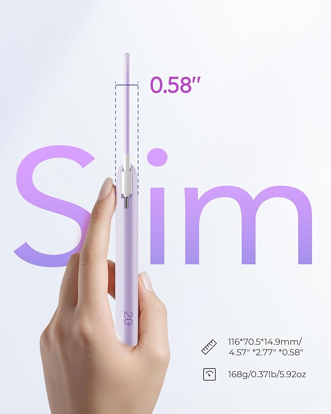 VIYISI Slim Portable Charger Power Bank 10000mAh, PD 20W Fast Charging Compact Battery Pack with Built-in USB C Cable, Travel Essential Compatible with iPhone 17 16 15, Samsung, Android - Purple