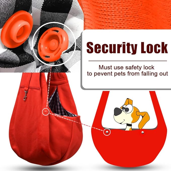 Tomkas Small Dog Cat Sling Carrier Puppy Purse Travel Wrap Soft Crossbody Pet Bag (Red, M - Zip Pocket & Adjust Strap)