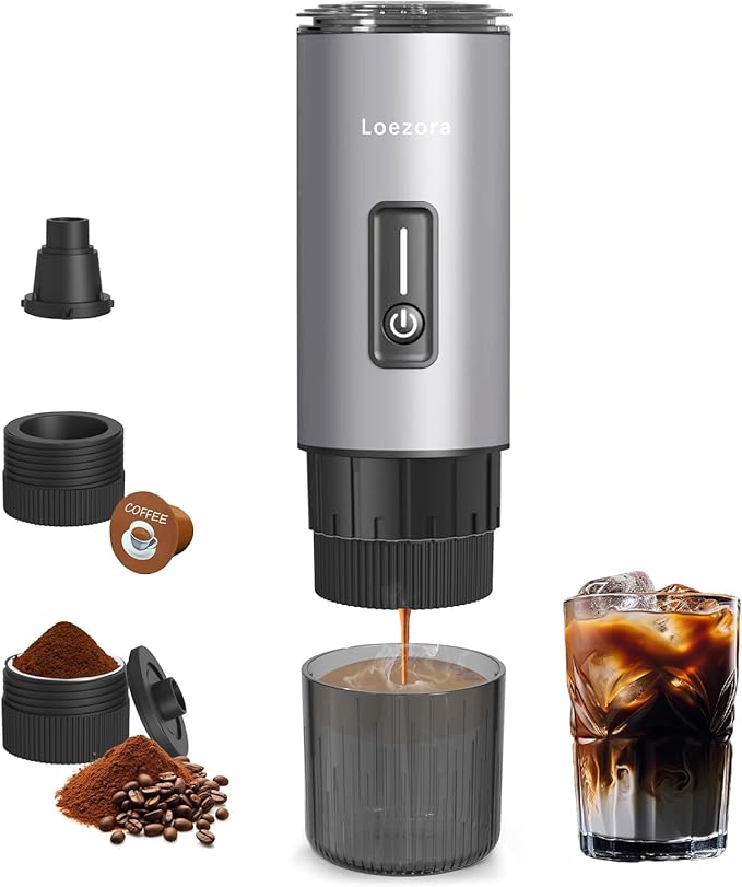 Portable Espresso Maker, 20Bar Rechargeable Wireless Stainless Steel, 3-in-1 for Nespresso & Ground Coffee, Self-Heating Travel Coffee Machine for Camping Office (Silvery