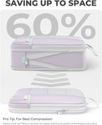 Percover Compression Packing Cubes 6-Piece Set, Packing Cubes Compression for Travel with Multi-Size Organization, Travel Organizer for Carry On & Checked Luggage, Purple