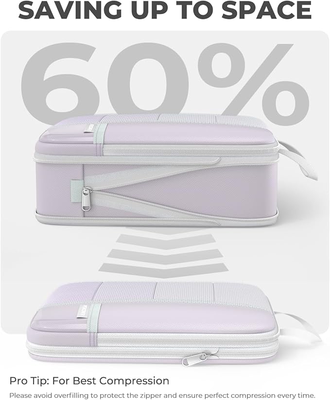 Percover Compression Packing Cubes 10-Piece Set, Packing Cubes Compression for Travel with Toiletry Bag, Laundry Bag & Shoe Bag, All-in-One Travel Organizer for Carry On & Checked Luggage, Purple