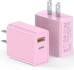 LCGENS USB C Wall Charger Block 20W, 2-Pack Dual Port PD Power Delivery Fast Type C Charging Block Plug Compatible with iPhone 13/14/15/16/17 Pro Max Plus, XS/XR/X,iPad,AirPorts,Galaxy S25/24