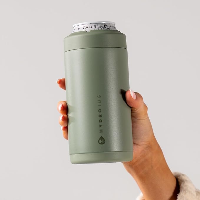 HydroJug Standard Can Cooler - 2-in-1 Insulated Can Cooler Cup - Stainless Steel Can Holder with Non-Slip Rubber Base - Screw-Top Lid - Dishwasher Safe - 16oz, Courtyard