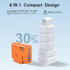Charging Station for iPhone 17, 165W GaN 6-Port USB C Fast Charger Block, 3 Type-C Each 40W Desktop Charging Hub for Multiple Devices, 5ft Cord - Ideal for Home Office Travel Orange
