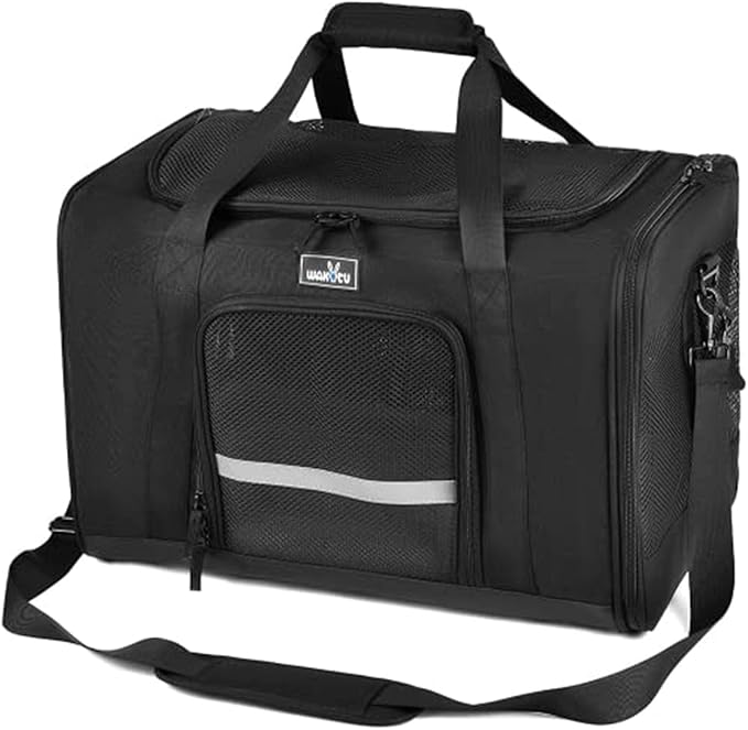 Wakytu Dog Carriers for Small Dogs, Cat Carrier Travel, Expandable, Collapsible, 900D High Density Oxford Cloth, Wear-Resisting, Anti Tearing, Reflective Tape,Safety Lock Zipper