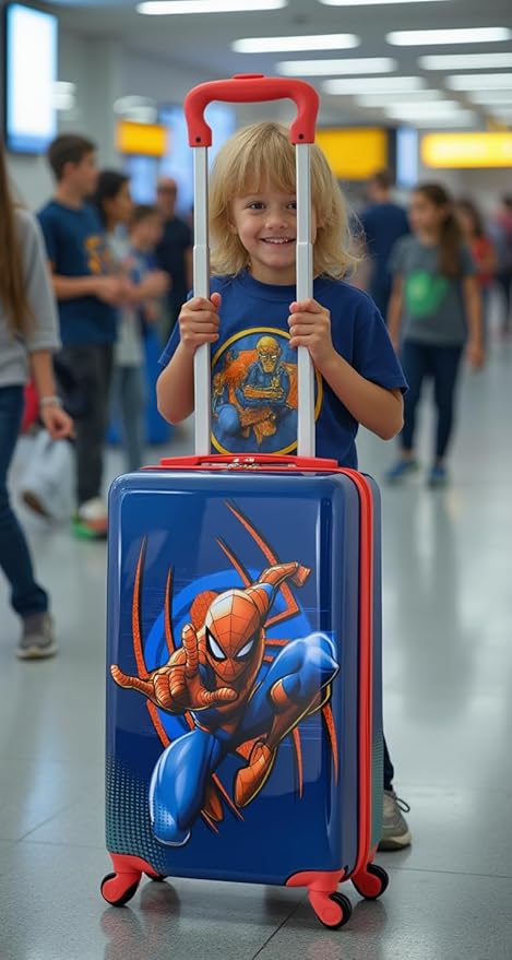 Fast Forward Marvel Spiderman 20" Hardshell Luggage - Cute & Durable Hard-side Suitcase for Travel with Spinner Wheels 20"x12"x8"