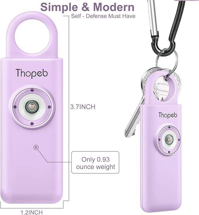 Thopeb–The Original Personal Safety Alarm for Women Self Defense – Elders & Kids Self Defense Keychain Siren – 135dB Loud Siren Bird Sound – Cute Key Chains Protection (Purple)