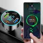 4 Ports Fast Car Charger,[Upgrade Voltmeter Display] PD+QC3.0+USB C Car Charger for 12-24V Cigarette Lighter Plug,Car Phone Charger Compatible with iPhone/Android/Samsung/iPad (QC3.0+Type-C+PD+2.4A)