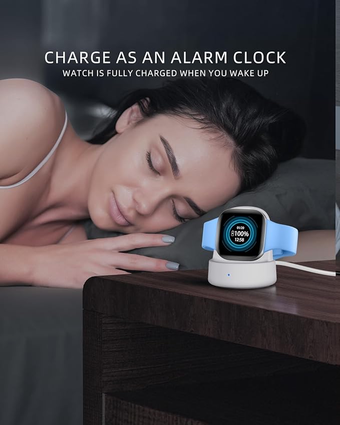 Charger Dock for Fitbit Sense/Sense 2/Versa 3/Versa 4, Charger Replacement Upgraded Magnetic Watch Charger Stand with Charging Cable, Accessories for Fitbit,White