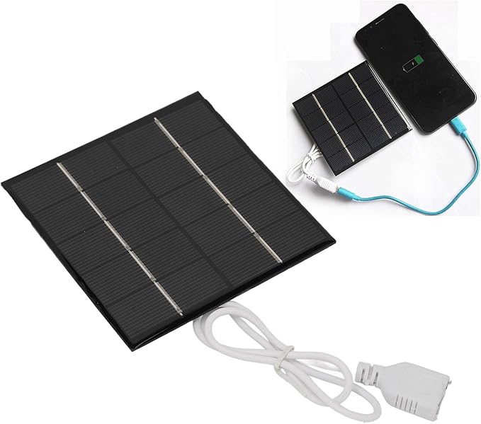 Alomejor Portable Solar Charger,efficient 1.2W 5V mini polycrystalline Solar Panel USB for Travelers Hikers Campers Emergency Outdoor use