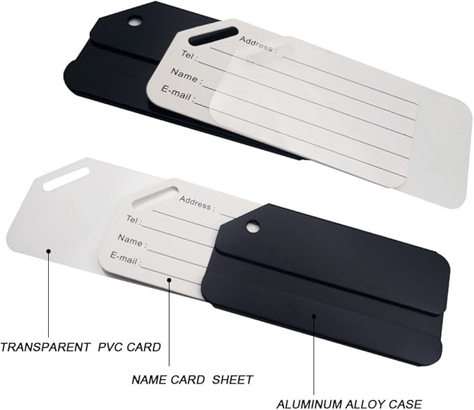 5Pack Black Aluminum Luggage Tag with Name ID Card Perfect to Quickly Spot Luggage Suitcase by Ovener