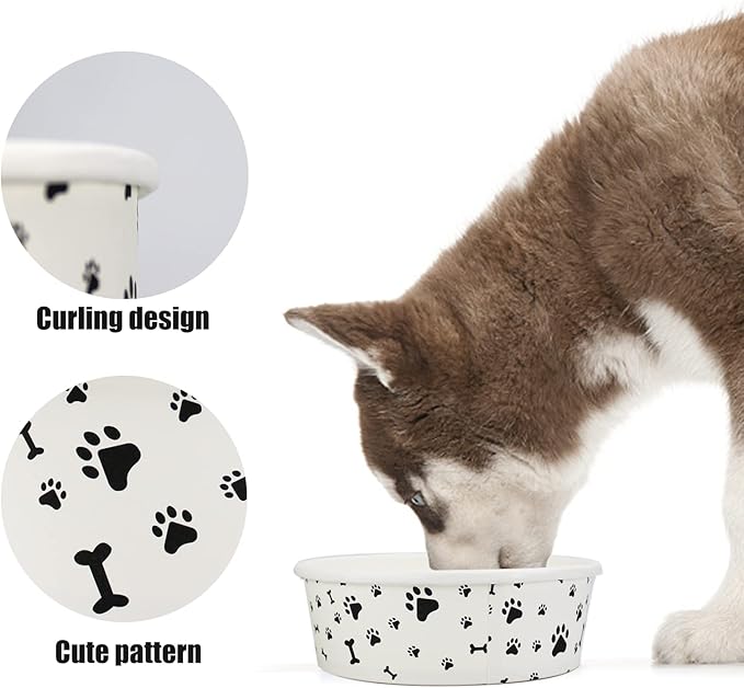 Disposable Dog Bowls - 30 Pcs 16 Ounces Paper Pet Bowls for Food and Water - Serving Tray Dishes for Small Medium Dogs Cats