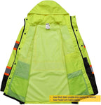 JKSafety Hi-Vis Reflective Safety Rain Jacket for Men Women Waterproof Rain Gears for Farming Fishing Work HV Rain Jacket with Inner Mesh Lining and Pockets (117A-YBlk 3XL)